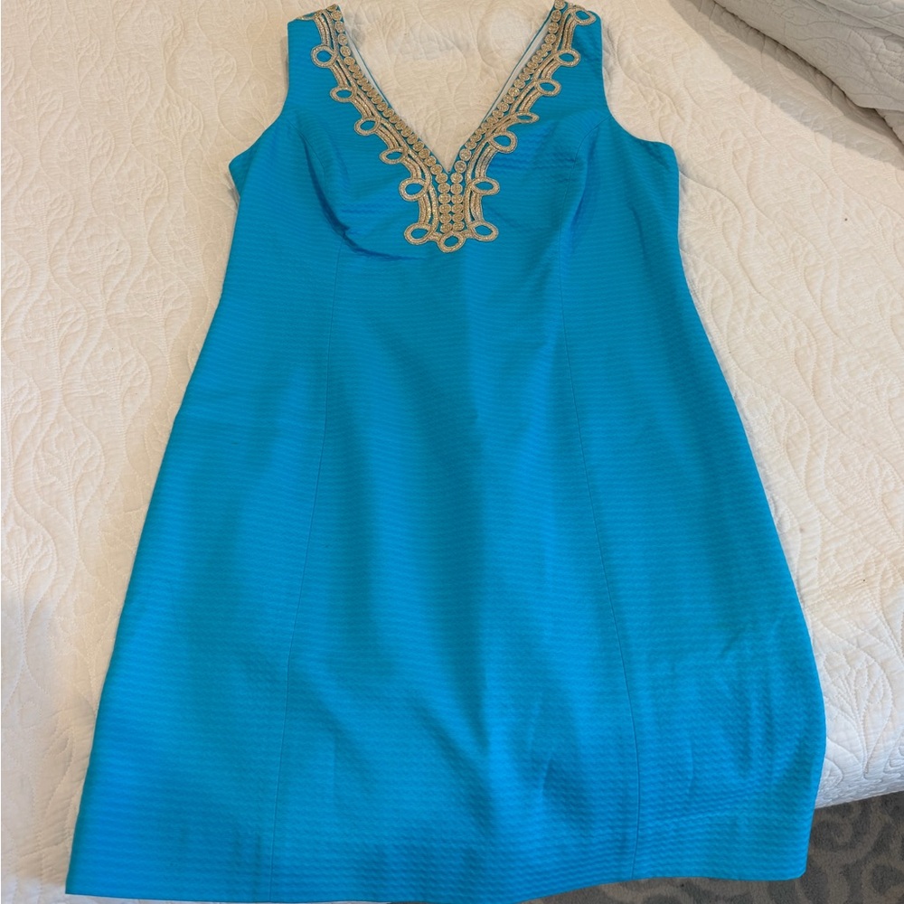 Lilly Pulitzer Turquoise Dress with Gold Accents